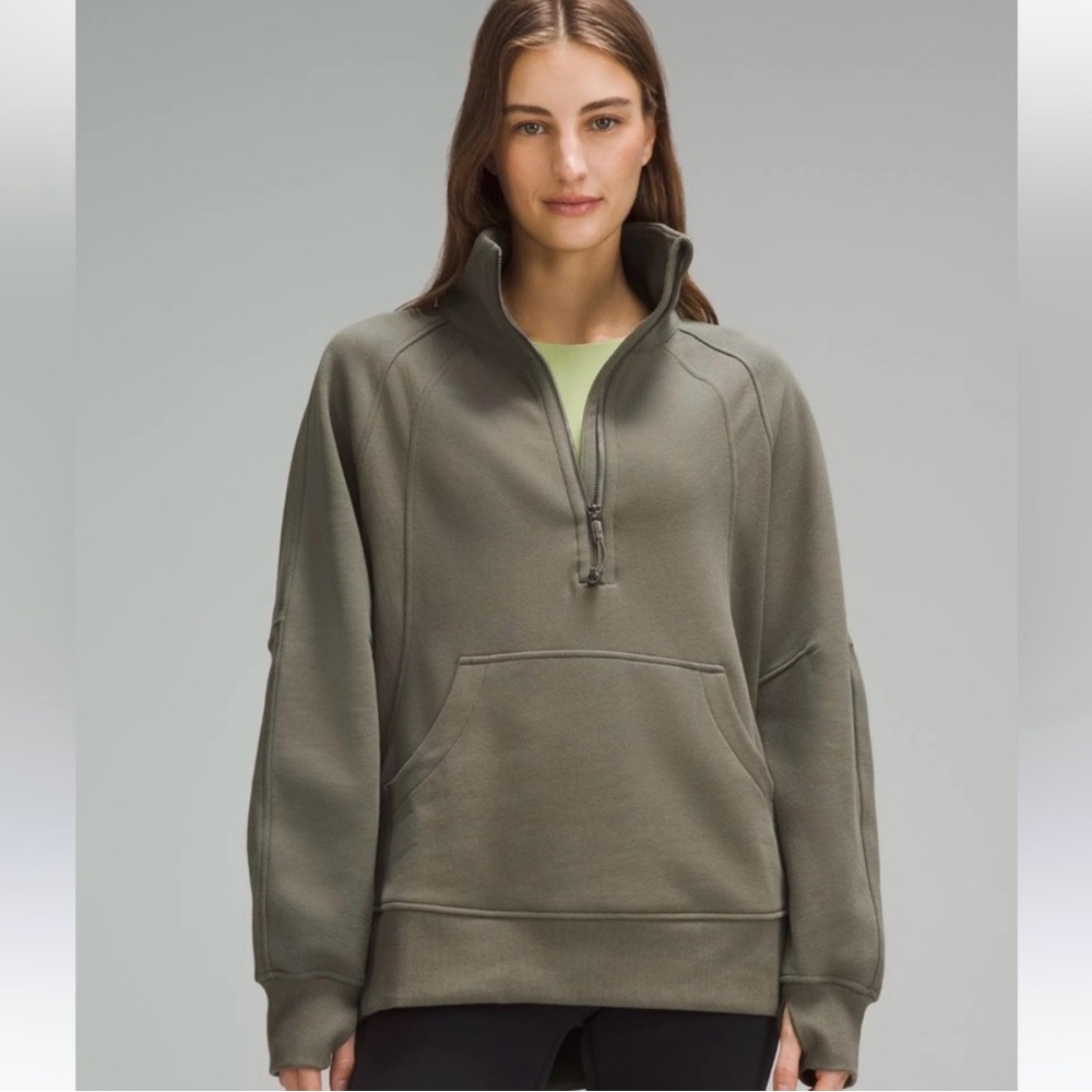 NWT Lululemon Scuba Oversized Funnel Neck Half Zip *Long Olive SZ XS/S